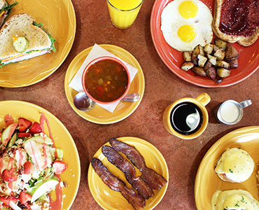breakfast dishes on table from Jensen's Cafe