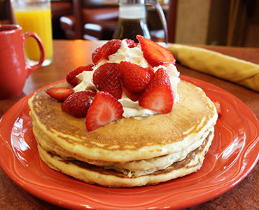 Jensen's Cafe pancakes with strawberries